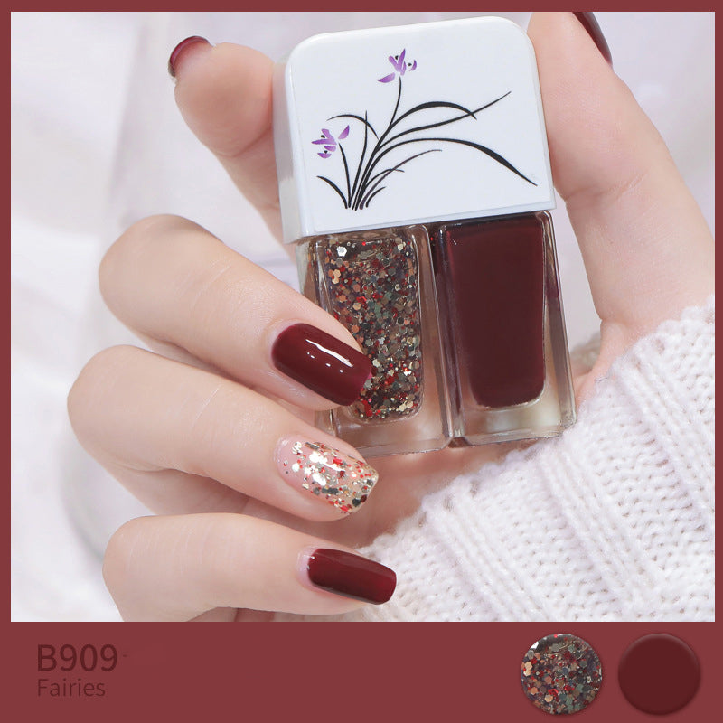 Two-tone Nail Polish New Autumn And Winter Free Baking Explosion Type Water-based Twin Set