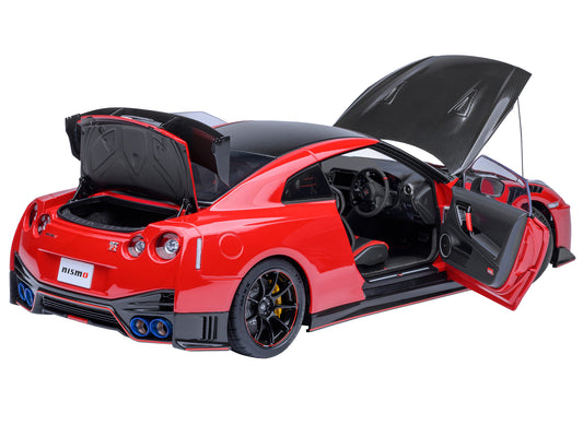2022 Nissan GT-R (R35) Nismo Special Edition RHD (Right Hand Drive) Vibrant Red with Carbon Hood and Top 1/18 Model Car by Autoart