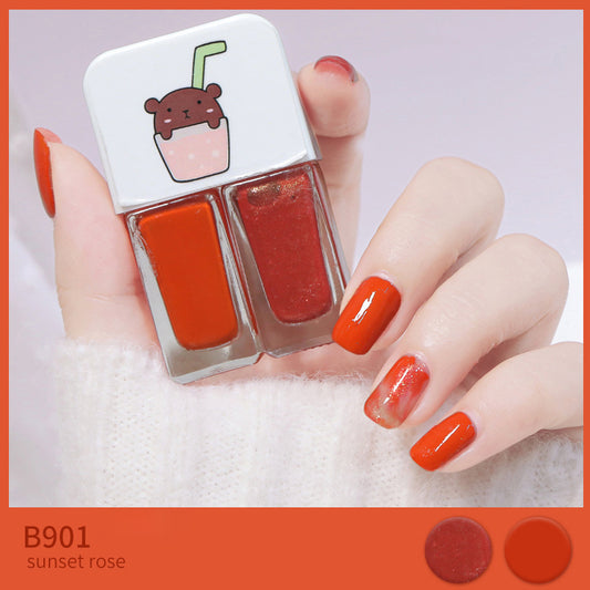 Two-tone Nail Polish New Autumn And Winter Free Baking Explosion Type Water-based Twin Set