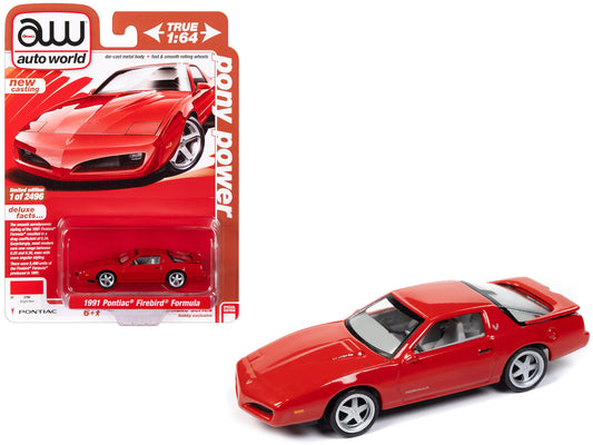 1991 Pontiac Firebird Formula Torch Red "Pony Power" Limited Edition to 2496 pieces Worldwide 1/64 Diecast Model Car by Auto World