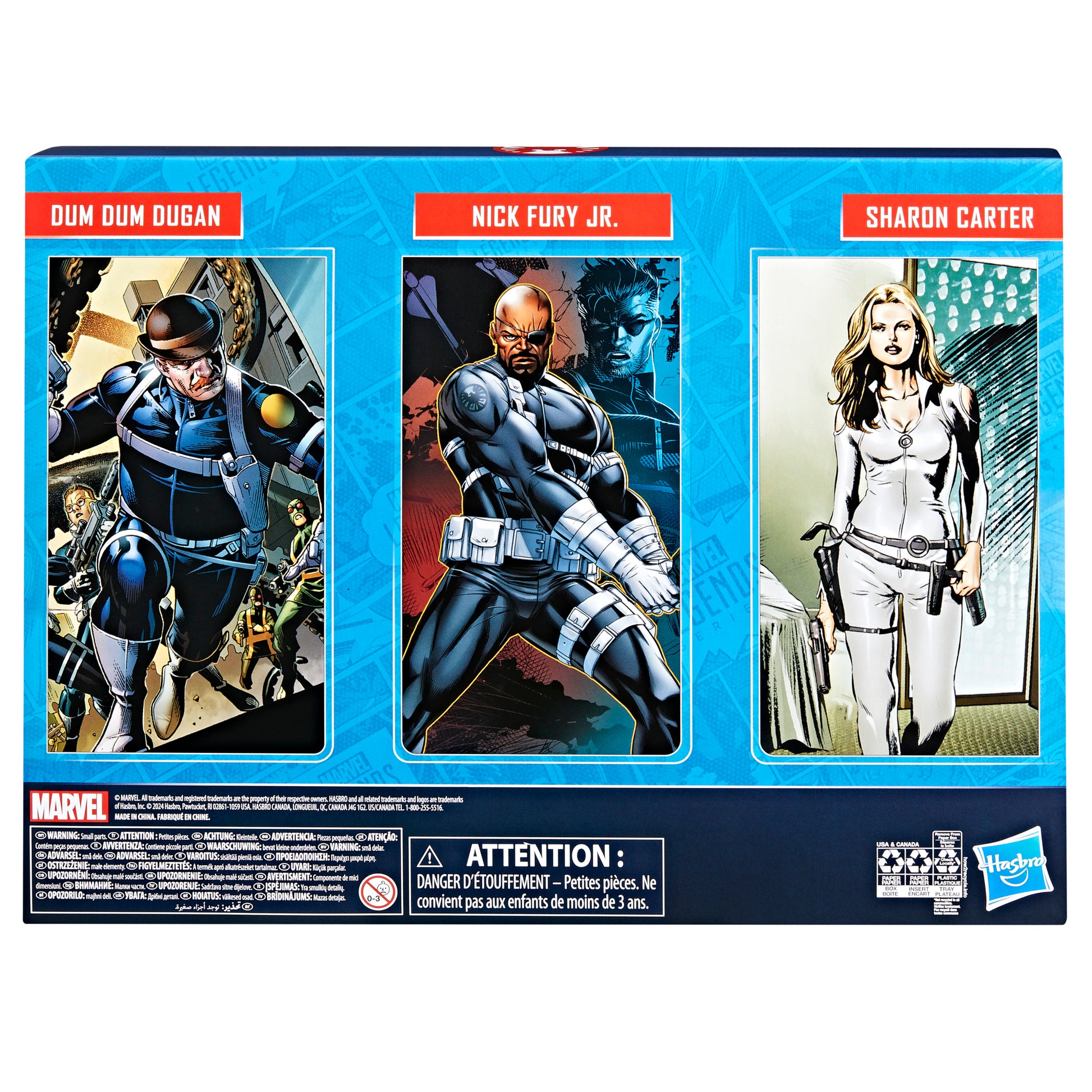 Marvel Legends Series S.H.I.E.L.D 3-Pack, Captain America Comics Collectible 6-Inch Action Figures, Nick Fury Jr., Sharon Carter, and Dum Dum Dugan