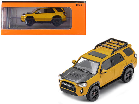 2022 Toyota 4 Runner TRD Pro Yellow with Black Hood 1/64 Diecast Model Car by GCD
