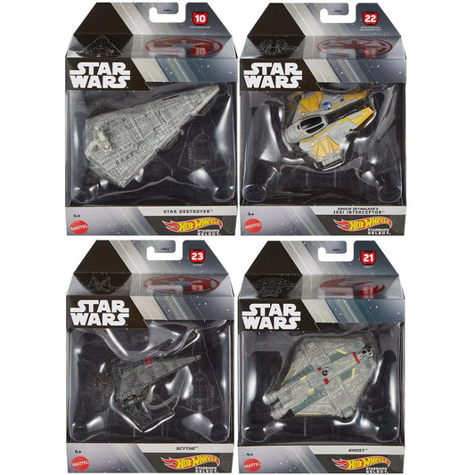 Star Wars Hot Wheels Starships Select 1:50 Scale 2023 Mix 4 Vehicle Case of 4