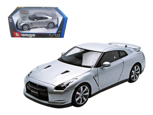 2009 Nissan GT-R R35 Silver 1/18 Diecast Model Car by Bburago