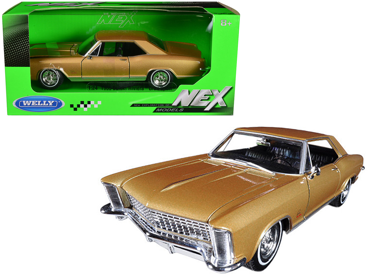 1965 Buick Riviera Gran Sport Gold Metallic 1/24 Diecast Model Car by Welly