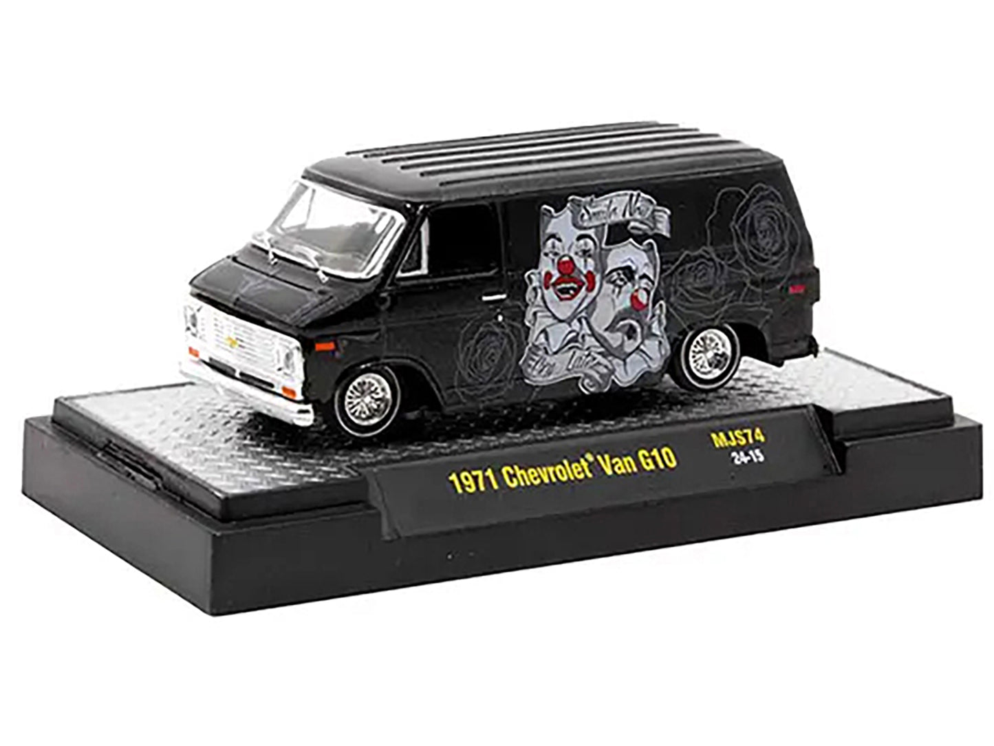 1971 Chevrolet G10 Van Black Metallic with Graphics "Lowriders" Limited Edition to 4400 pieces Worldwide 1/64 Diecast Model Car by M2 Machines