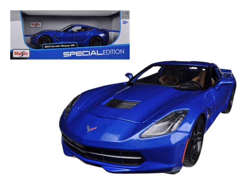 2014 Chevrolet Corvette Stingray C7 Z51 Blue Metallic 1/18 Diecast Model Car by Maisto