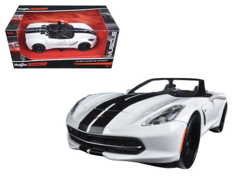 2014 Chevrolet Corvette Stingray Convertible White/Black "Modern Muscle" 1/24 Diecast Model Car by Maisto