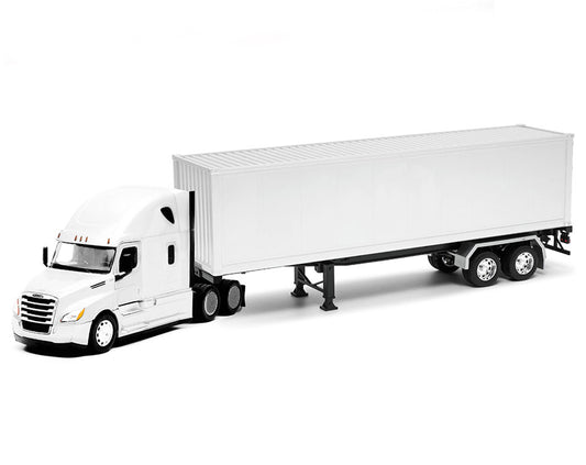 Freightliner Cascadia Truck White with White Container "Transporter" Series 1/32 Diecast Model by Welly