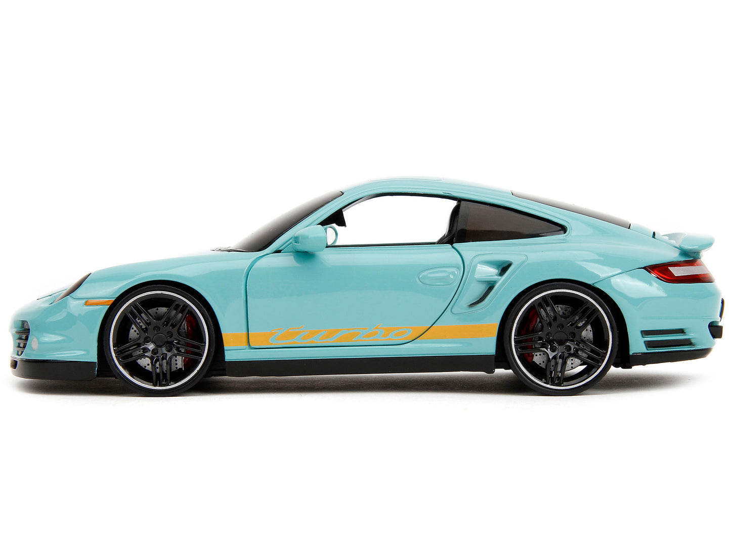 Porsche 911 Turbo (997) Light Blue with Yellow Stripes "Pink Slips" Series 1/24 Diecast Model Car by Jada