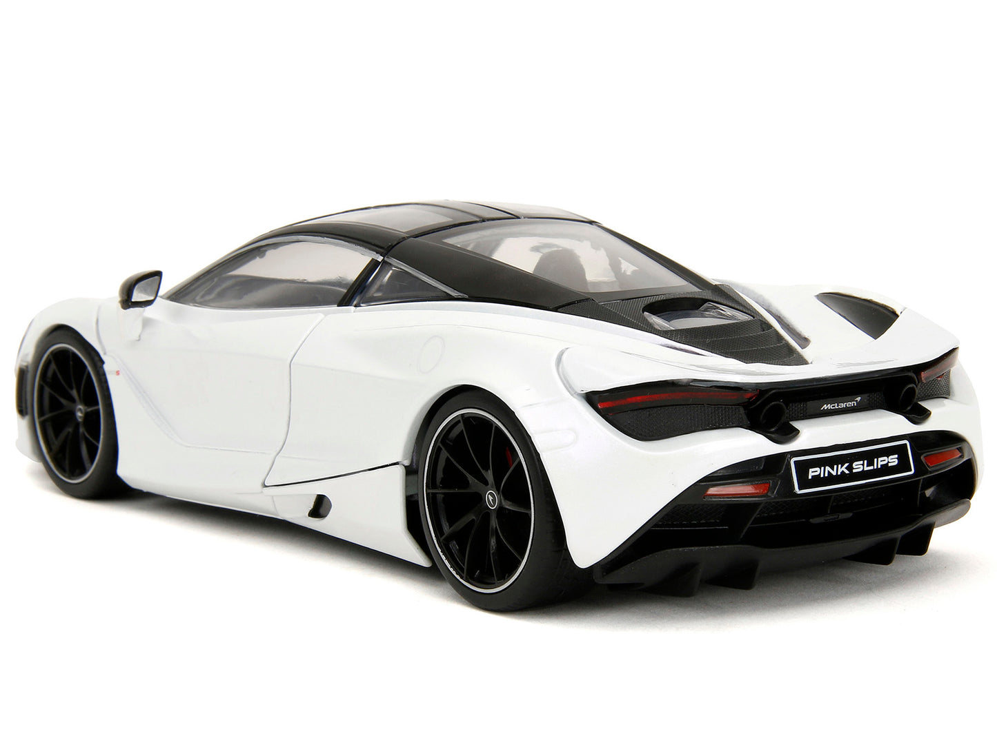 McLaren 720S White Metallic with Black Top "Pink Slips" Series 1/24 Diecast Model Car by Jada