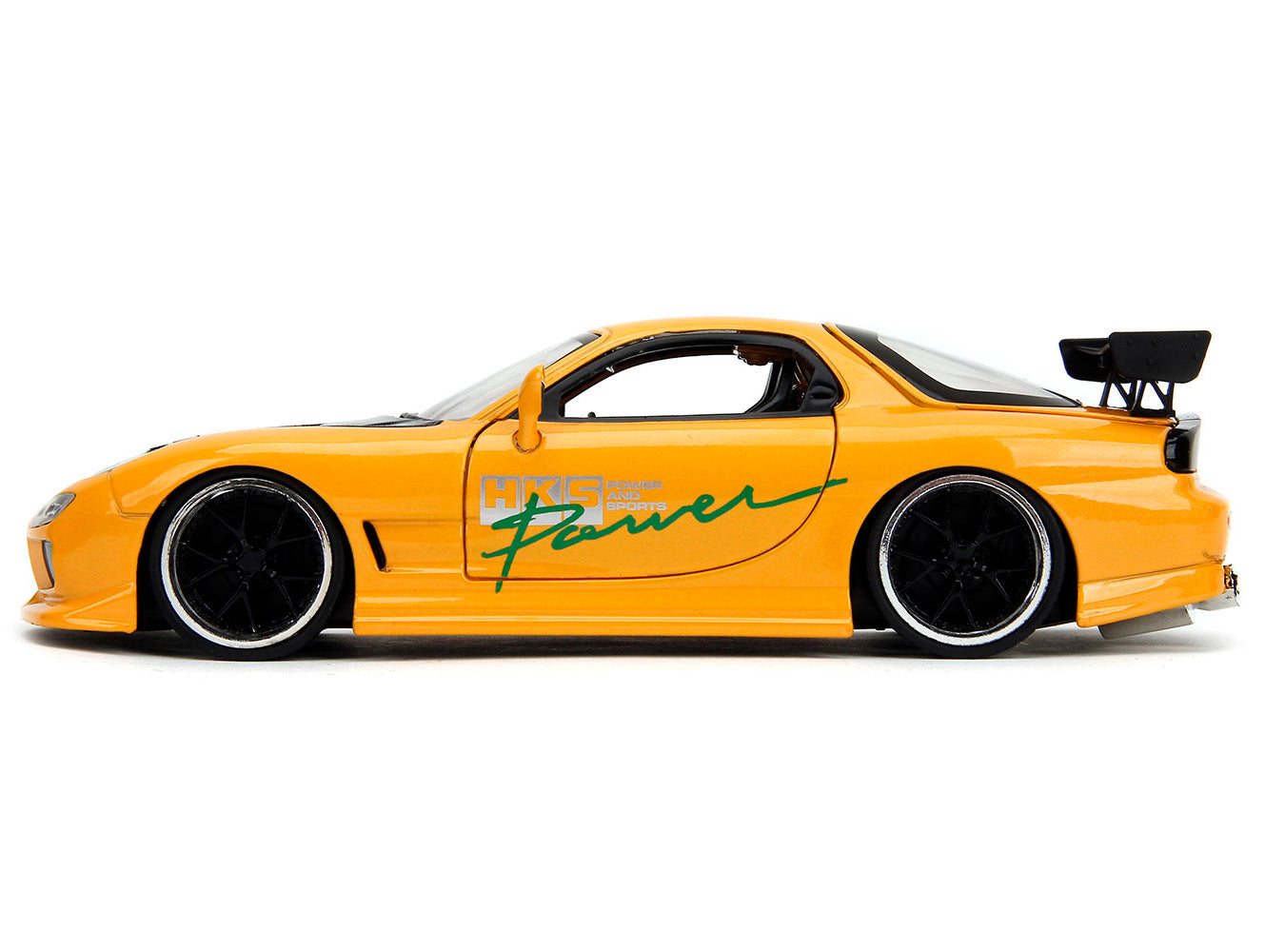 1993 Mazda RX-7 "HKS Power" Yellow with Carbon Hood "JDM Tuners" Series 1/24 Diecast Model Car by Jada