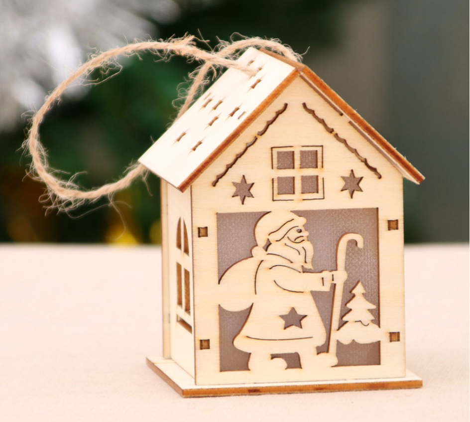 Christmas Led Light Wooden House Decoration