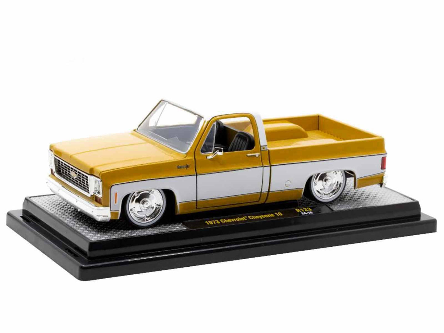 1973 Chevrolet Cheyenne 10 Pickup Truck Glossy Gold and White Limited Edition to 6650 pieces Worldwide 1/24 Diecast Model Car by M2 Machines