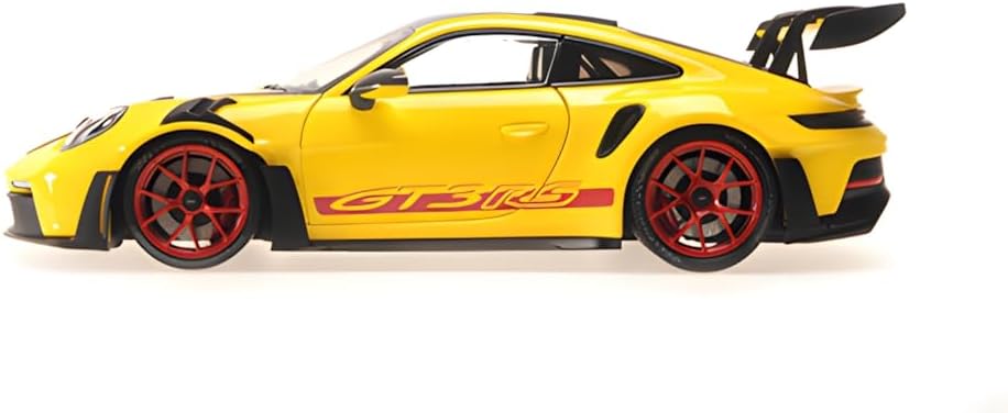 2024 Porsche 911 (992) GT3 RS "Weissach Package" Yellow with Carbon Top and Hood Stripes Limited Edition to 400 pieces Worldwide 1/18 Diecast Model Car by Minichamps