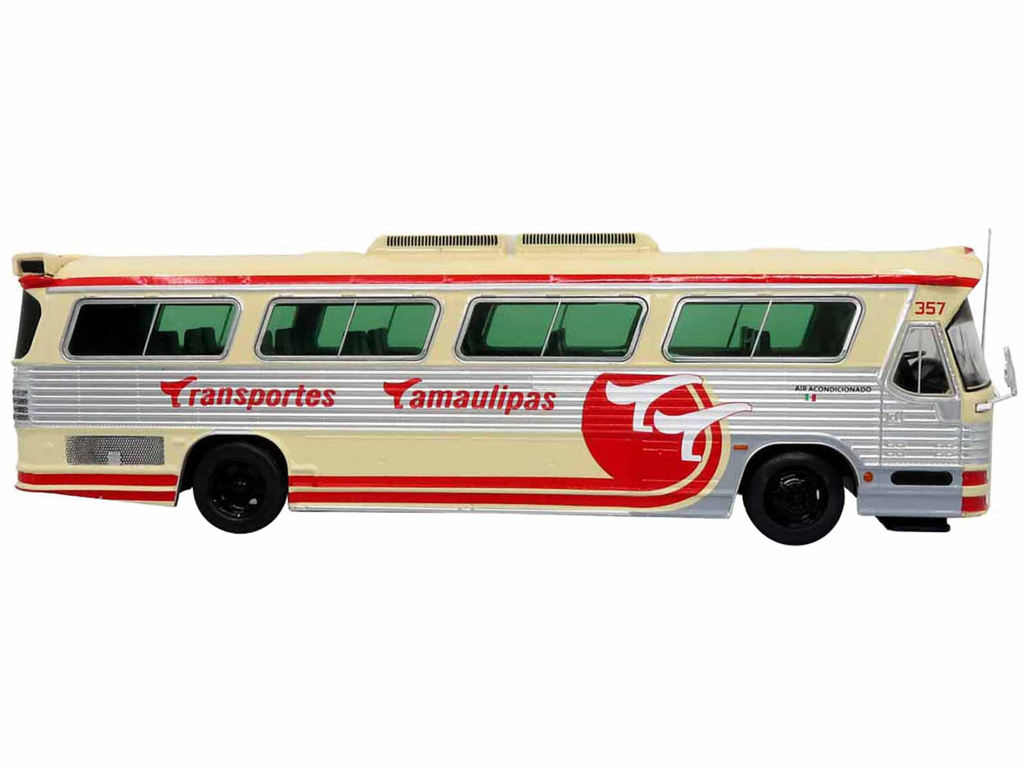 Dina 323 G2 Olimpico Coach Bus "Transportes Tamaulipas: Reynosa" Cream and Silver with Red Stripes "The Bus & Motorcoach Collection" 1/43 Diecast Model by Iconic Replicas