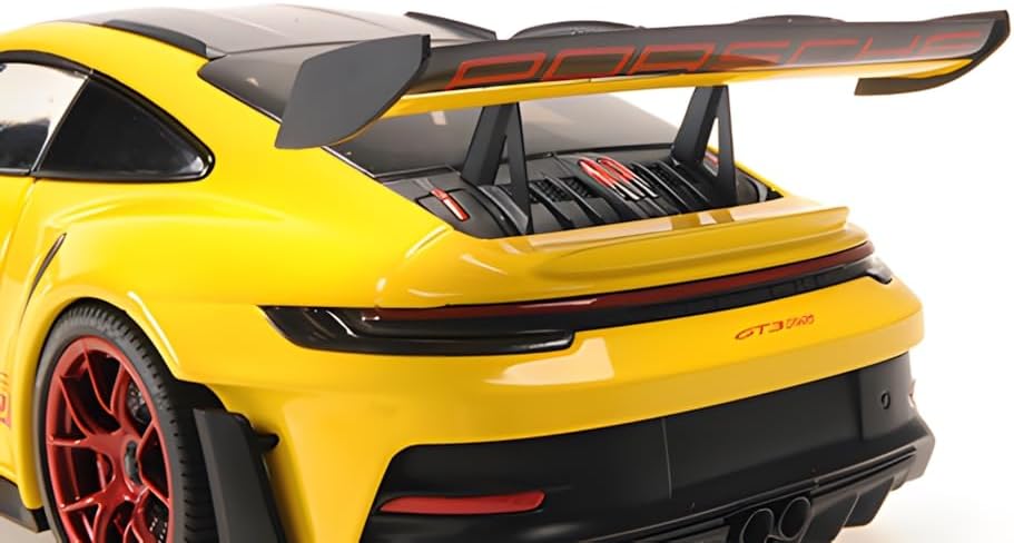 2024 Porsche 911 (992) GT3 RS "Weissach Package" Yellow with Carbon Top and Hood Stripes Limited Edition to 400 pieces Worldwide 1/18 Diecast Model Car by Minichamps