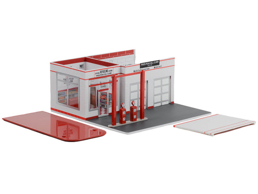 Vintage Gas Station Diorama "Pikes Peak Hill Climb Official Refueling Station" "Mechanic's Corner" Series 10 for 1/64 Scale Models by Greenlight