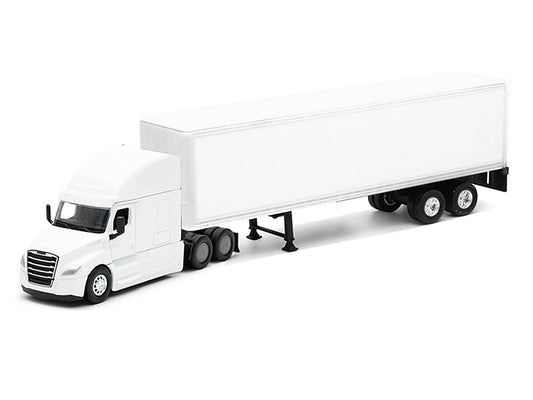 Freightliner Cascadia Truck White with Dry Goods Trailer "Transporter" Series 1/64 Diecast Model by Welly