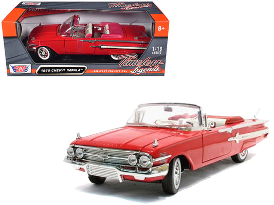 1960 Chevrolet Impala Convertible Red 1/18 Diecast Model Car by Motormax