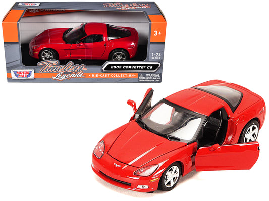 2005 Chevrolet Corvette C6 Coupe Red 1/24 Diecast Model Car by Motormax