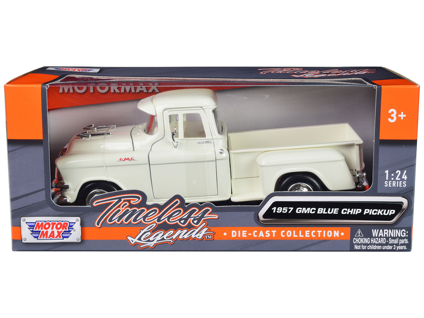 1957 GMC Blue Chip Pickup Truck White "Timeless Legends" Series 1/24 Diecast Model Car by Motormax