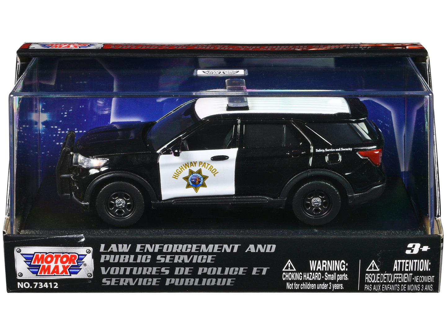 2022 Ford Police Interceptor Utility "California Highway Patrol" Black and White "Law Enforcement and Public Service" Series 1/43 Diecast Model Car by Motormax