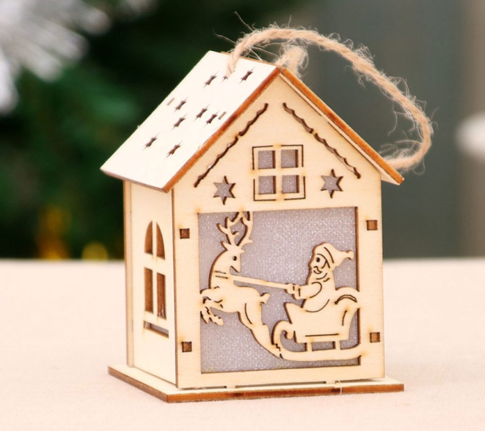 Christmas Led Light Wooden House Decoration