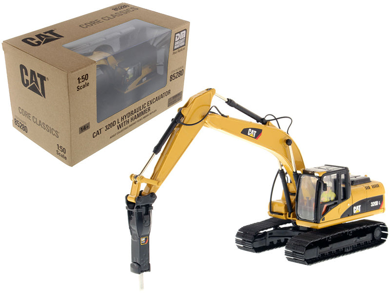 CAT Caterpillar 320D L Hydraulic Excavator with Hammer and Operator "Core Classics Series" 1/50 Diecast Model by Diecast Masters