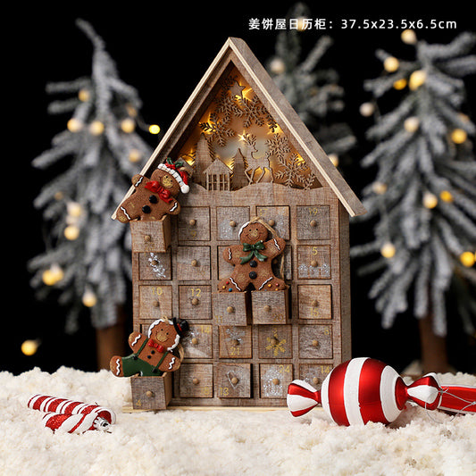 Christmas Decoration Wooden Calendar Different Style - Wooden House, Elk House