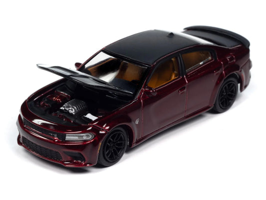 2021 Dodge Charger SRT Hellcat Redeye Octane Red Metallic with Matt Black Hood and Top "Modern Muscle" Series 1/64 Diecast Model Car by Auto World