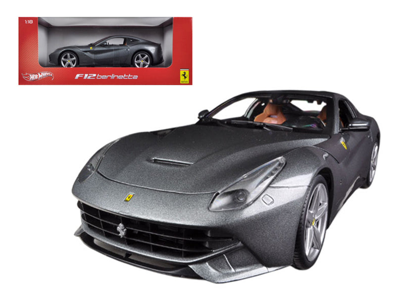 Ferrari F12 Berlinetta Grey 1/18 Diecast Car Model by Hot Wheels