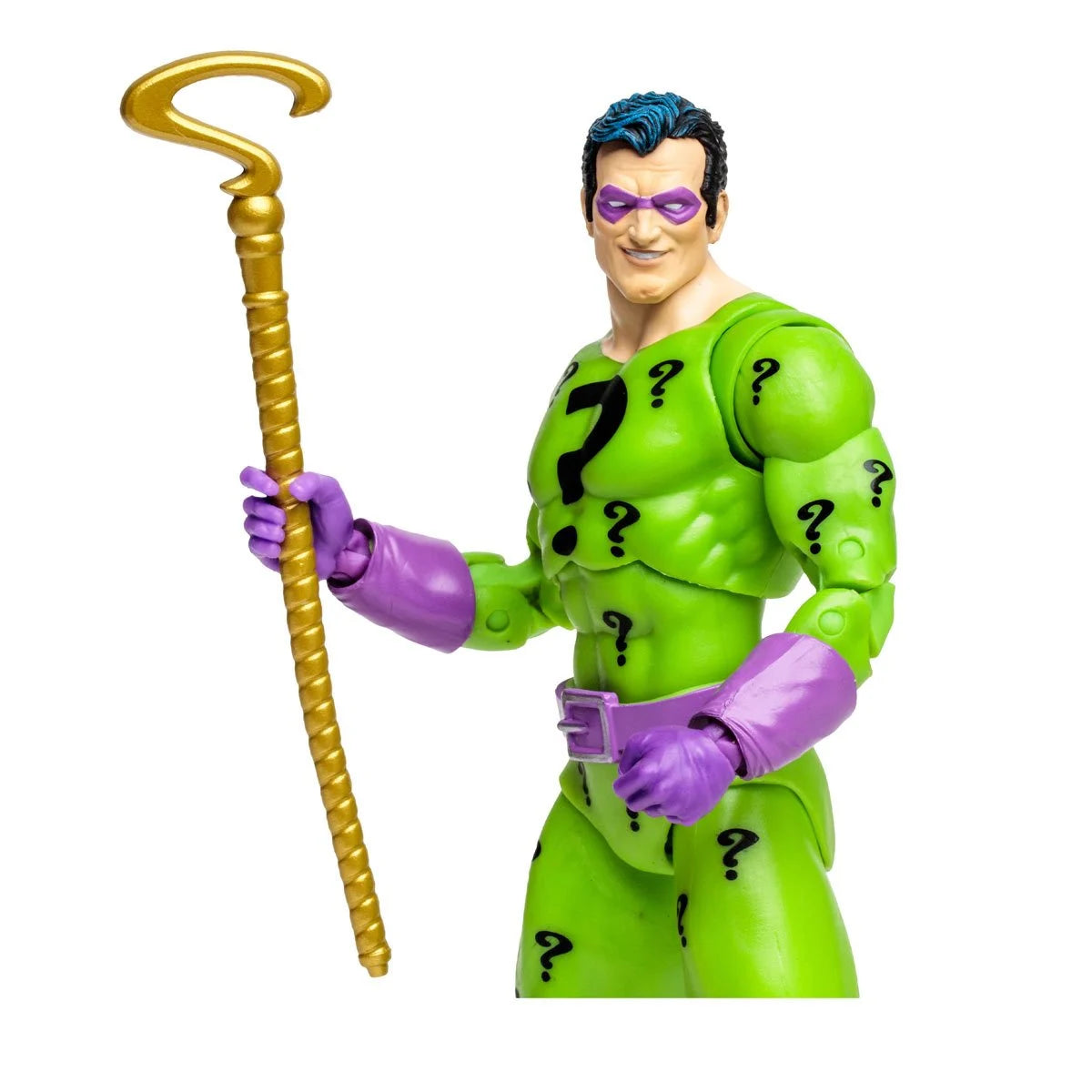 The Riddler Action figure close up look - Heretoserveyou