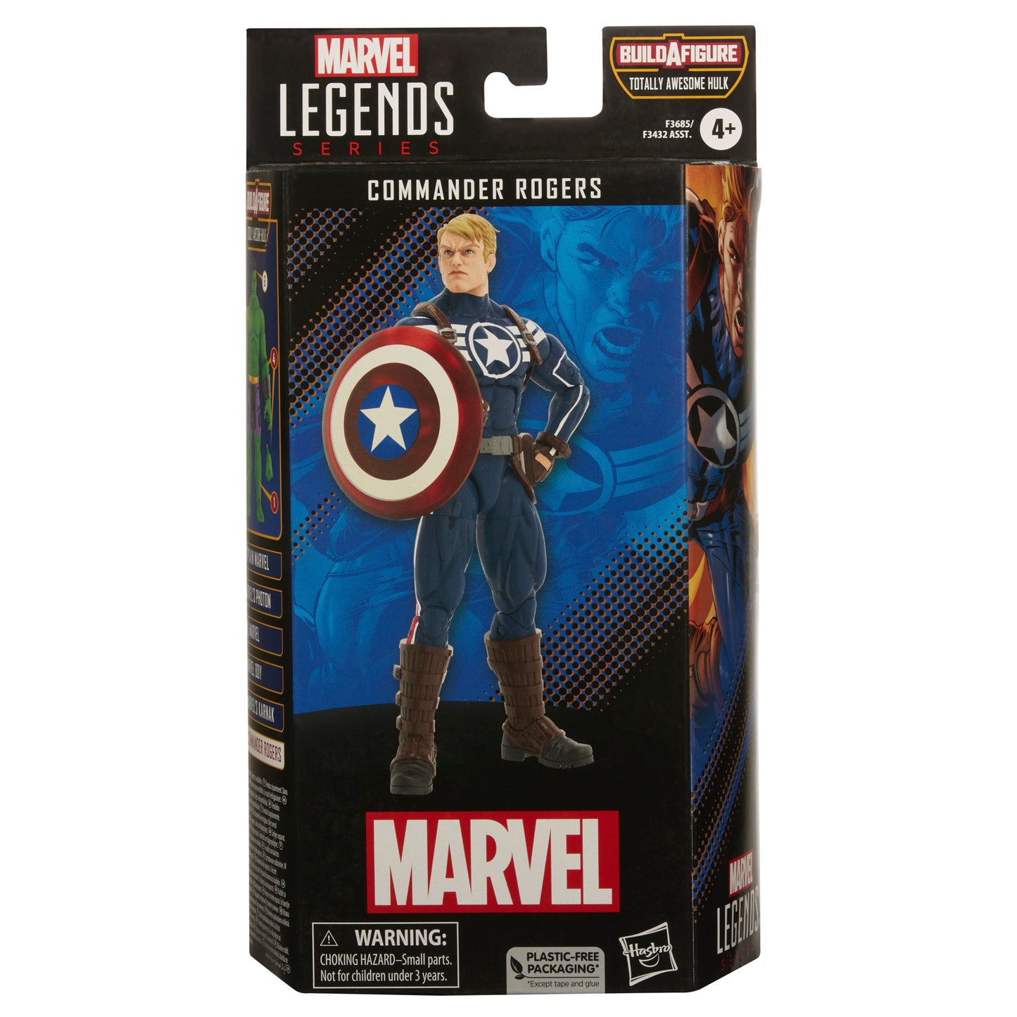 Marvel Comics Commander Rogers Action Figure in a box front view - heretoserveyou