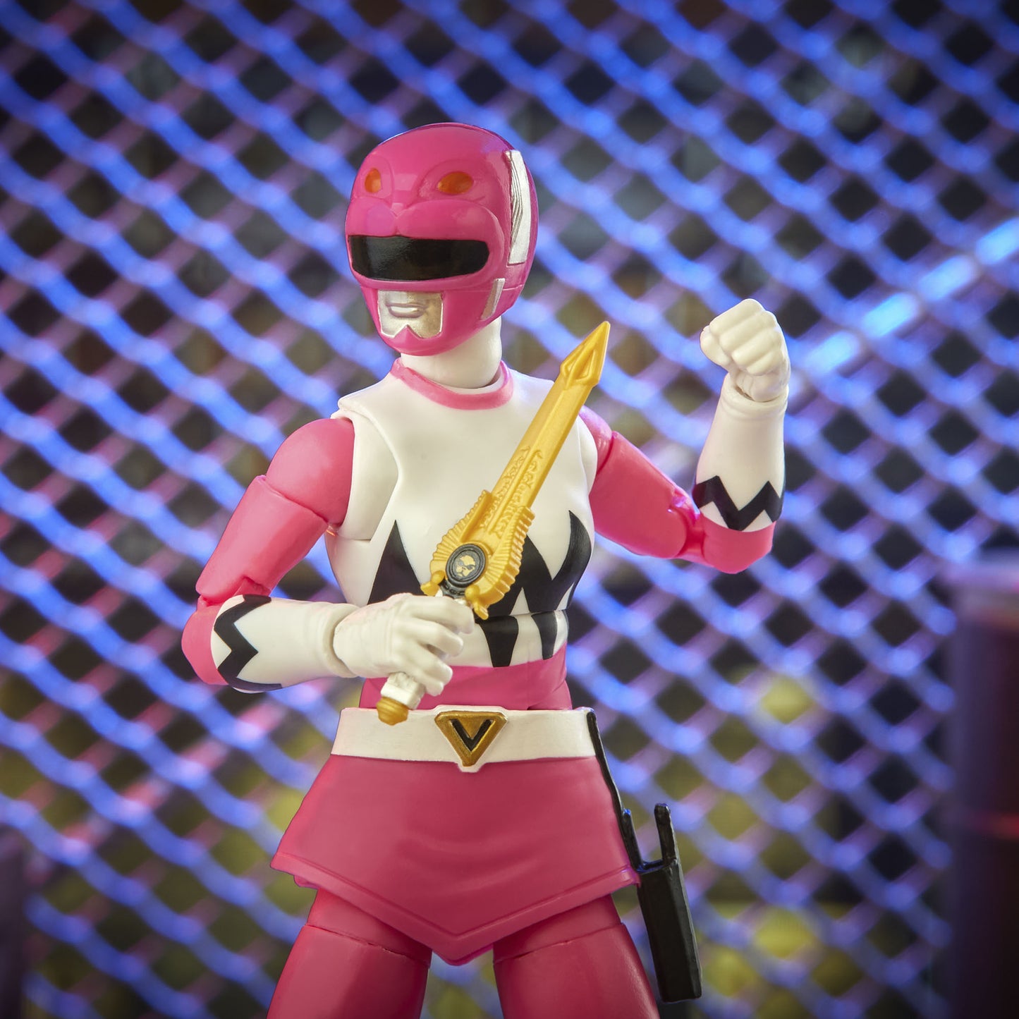 Power Rangers Lightning Collection Lost Galaxy Pink Ranger Figure Toy close up with helmet  - Heretoserveyou