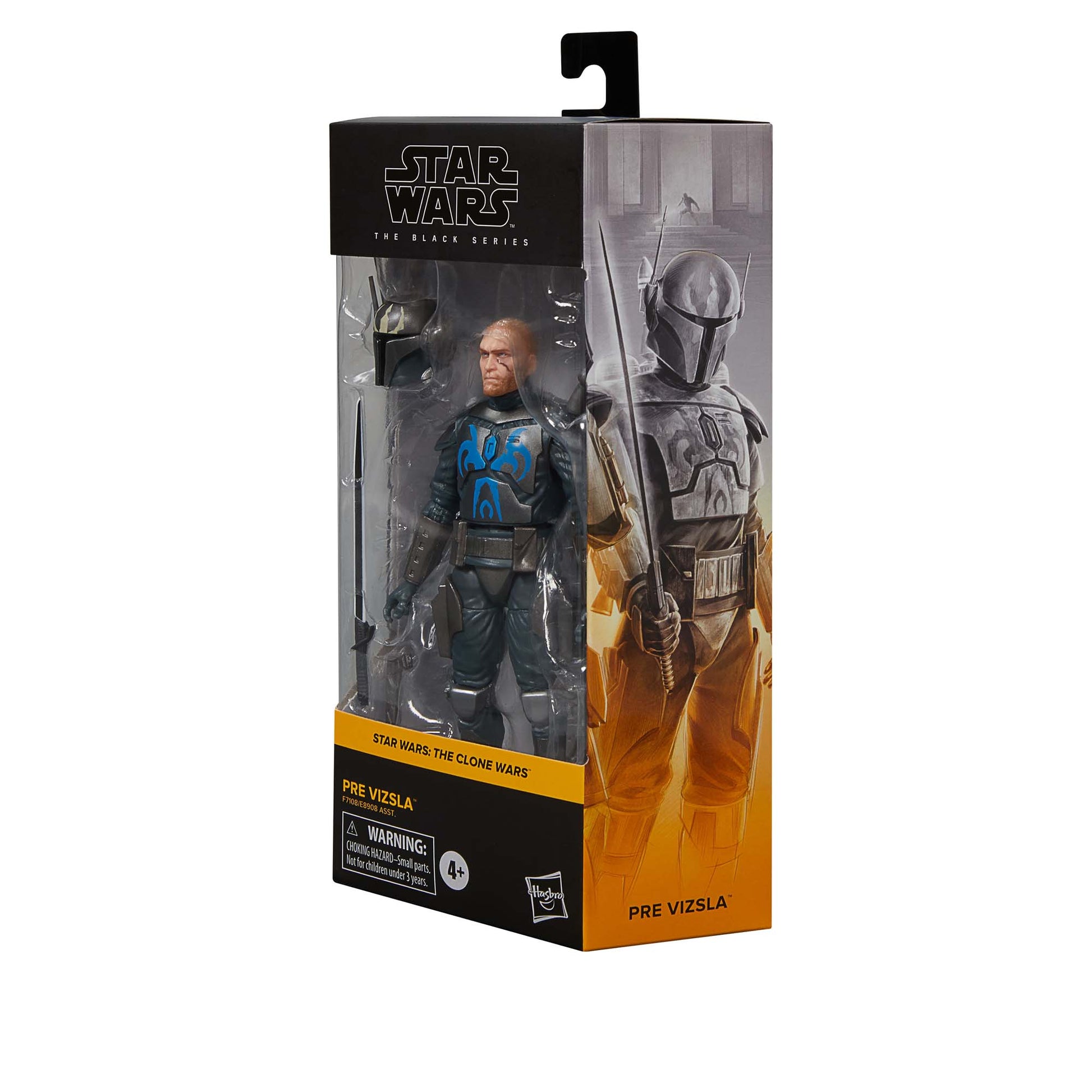 Star Wars The Black Series Pre Vizsla Action Figure Toy side view of tha package - Heretoserveyou