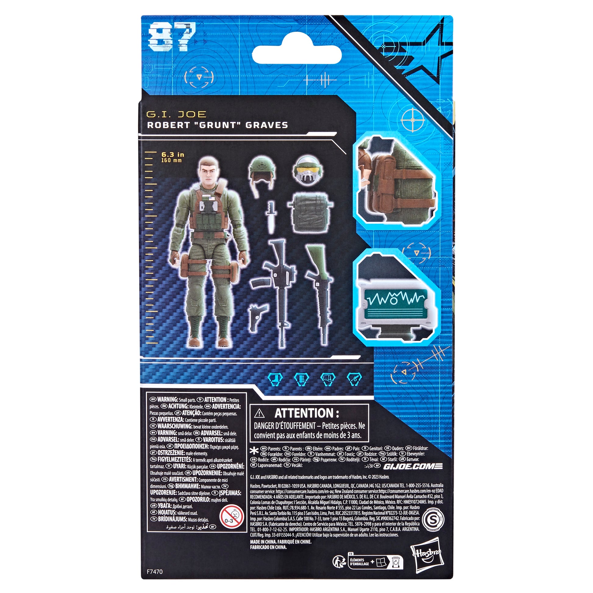 G.I. Joe Classified Series Robert "Grunt" Graves, 87 Action Figure Toy back view - HTSY