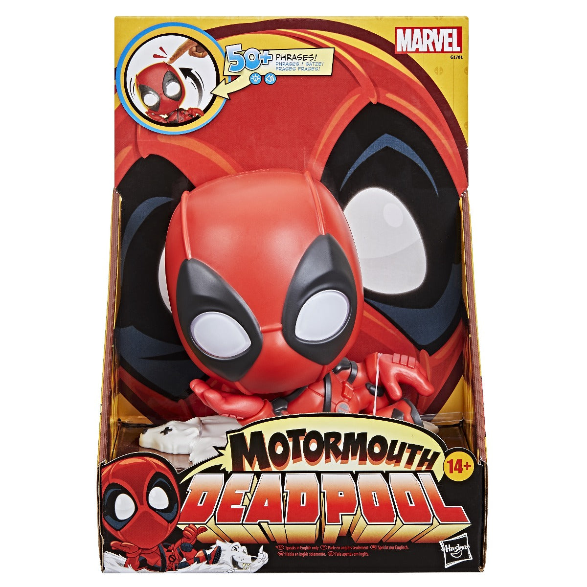 Marvel Motormouth Deadpool, 5” Electronic Talking Toy, Lights & Sounds, 50+ Phrases, 14+