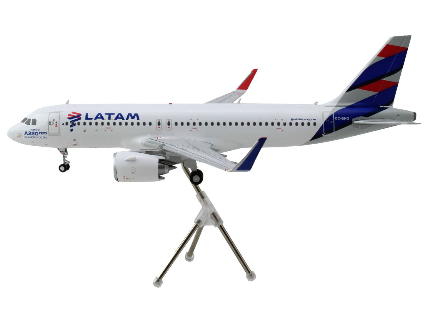 Airbus A320neo Commercial Aircraft "LATAM Airlines" (CC-BHG) White with Striped Tail "Gemini 200" Series 1/200 Diecast Model Airplane by GeminiJets