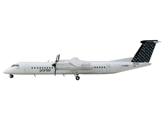 Bombardier Q400 Commercial Aircraft "Porter Airlines" (C-GKQC) White with Black Tail "Gemini 200" Series 1/200 Diecast Model Airplane by GeminiJets