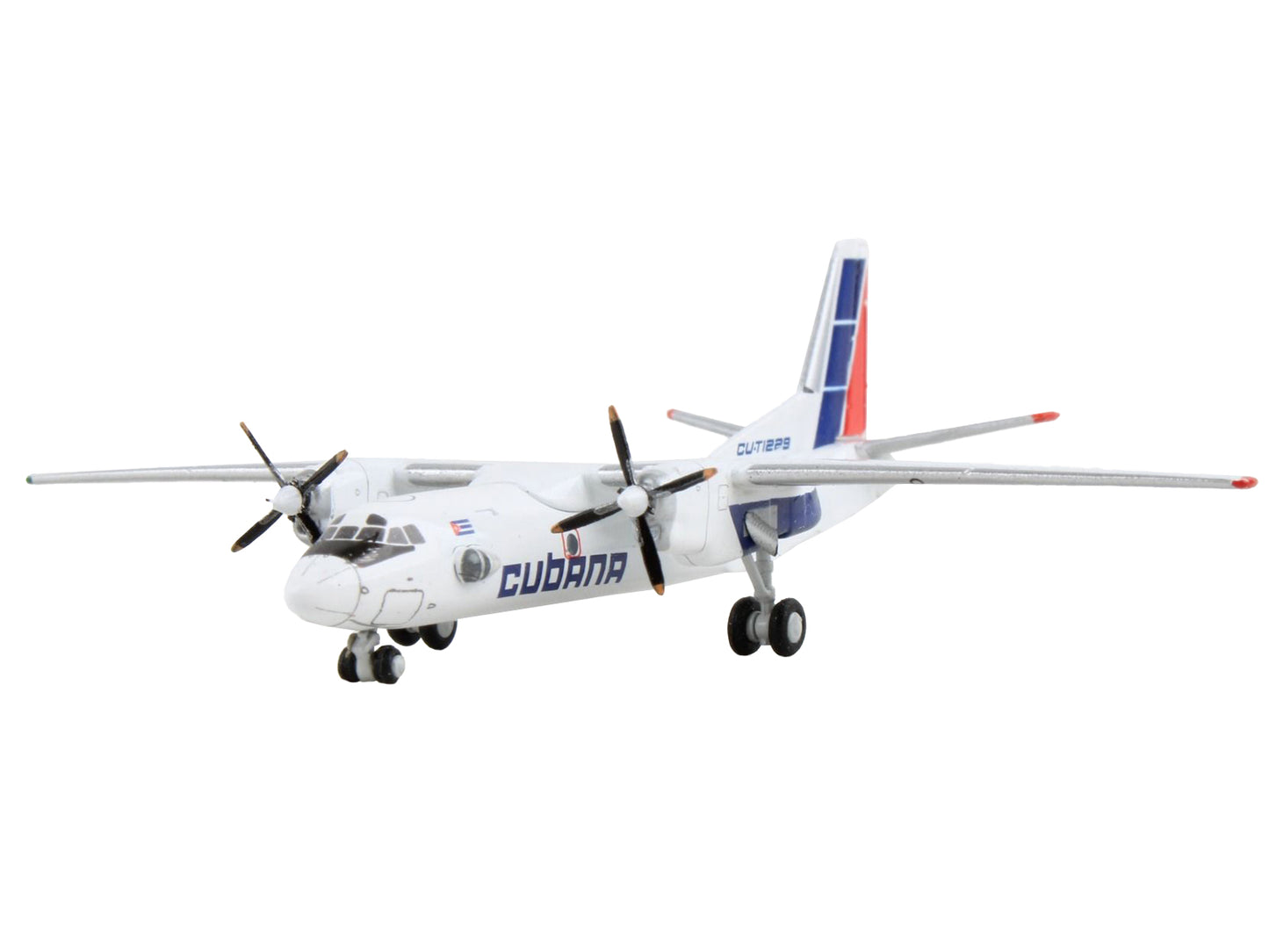 Antonov An-26 Commercial Aircraft "Cubana de Aviacion" White with Red and Blue Tail 1/400 Diecast Model Airplane by GeminiJets