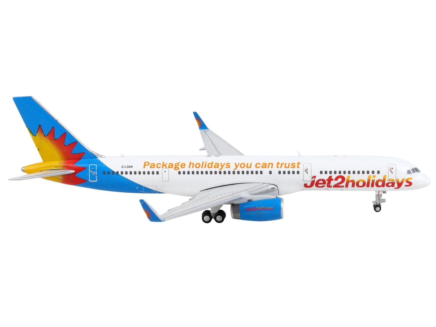 Boeing 757-200 Commercial Aircraft "Jet2 Holidays" White with Blue Tail 1/400 Diecast Model Airplane by GeminiJets