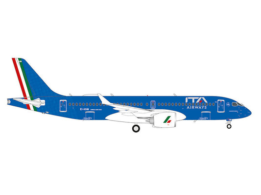 Airbus A220-300 Commercial Aircraft "ITA Airways" (EI-HHM) Blue with Tail Stripes 1/200 Diecast Model Airplane by Herpa