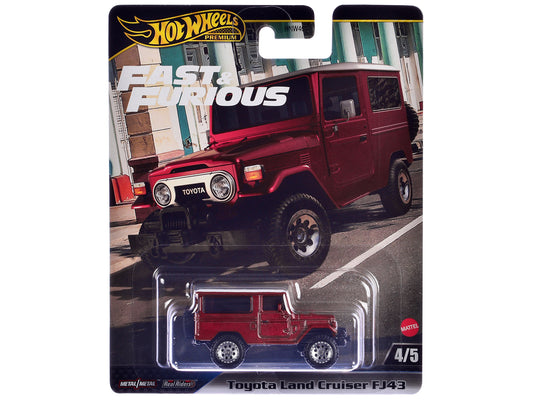 Toyota Land Cruiser FJ43 Red with White Top "The Fate of the Furious" (2017) Movie "Fast & Furious" Series Diecast Model Car by Hot Wheels