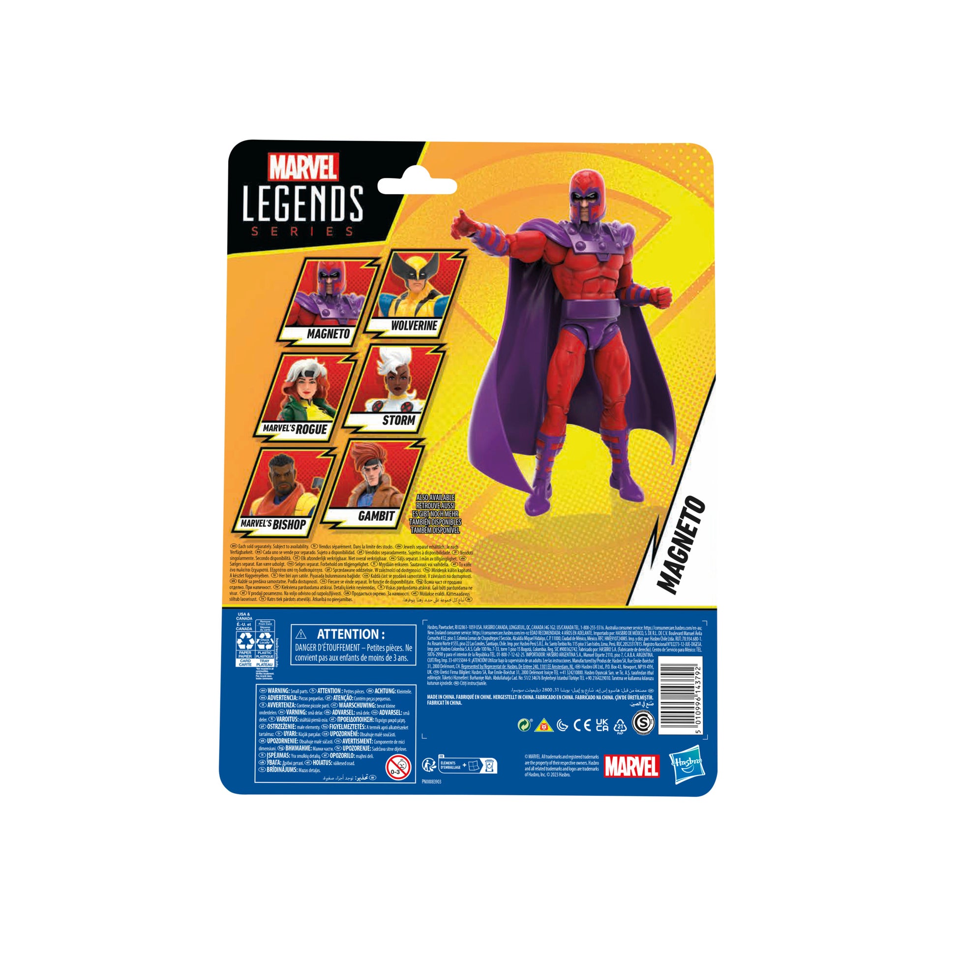 Hasbro Marvel Legends Series Magneto in a box back view - Heretoserveyou