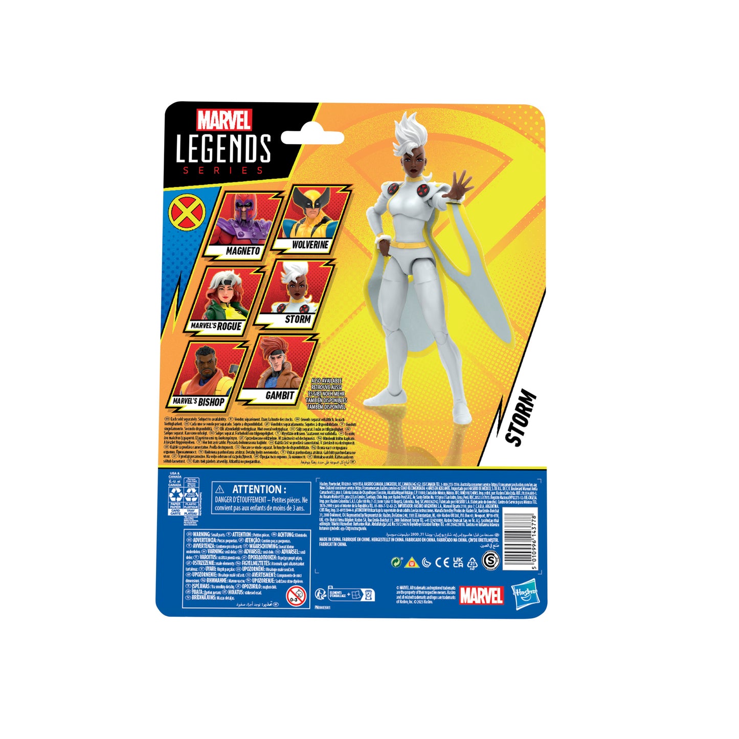 Hasbro Marvel Legends Series Storm Action Figure Toy in a box back view - Heretoserveyou
