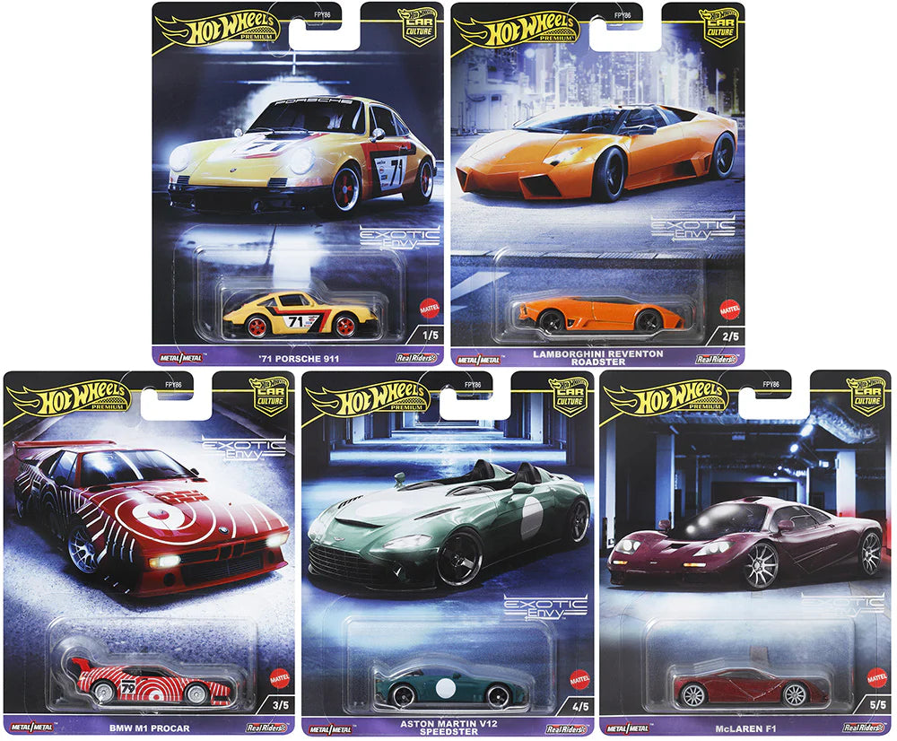 Hot Wheels Car Culture Exotic Envy Mix 7 Vehicle Set of 5