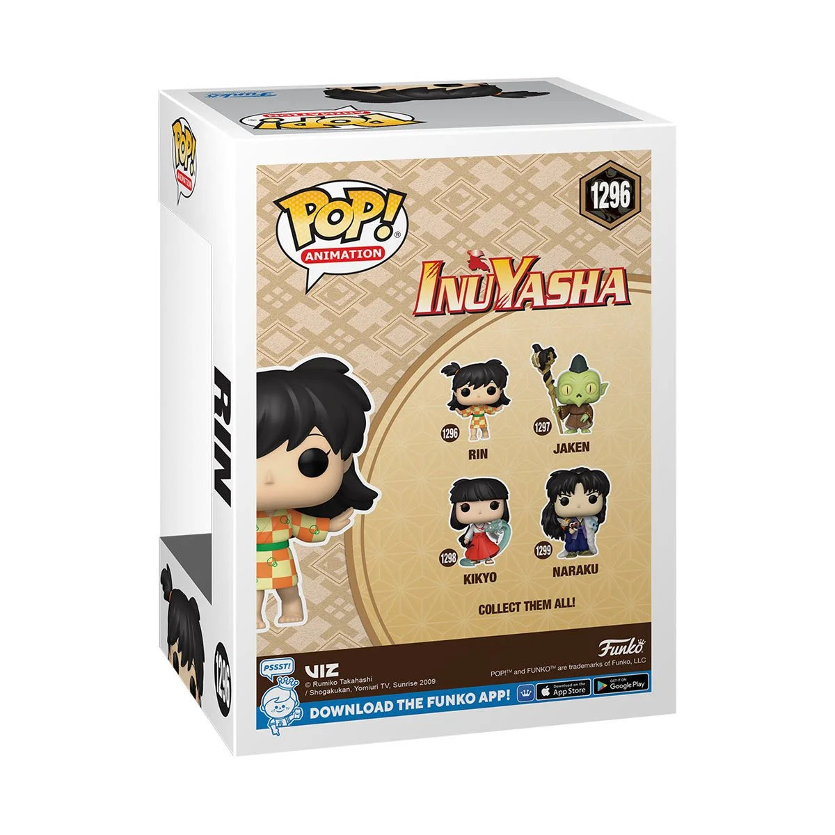 Inuyasha Rin Pop! Vinyl Figure #1296 in a box back view - heretoserveyou