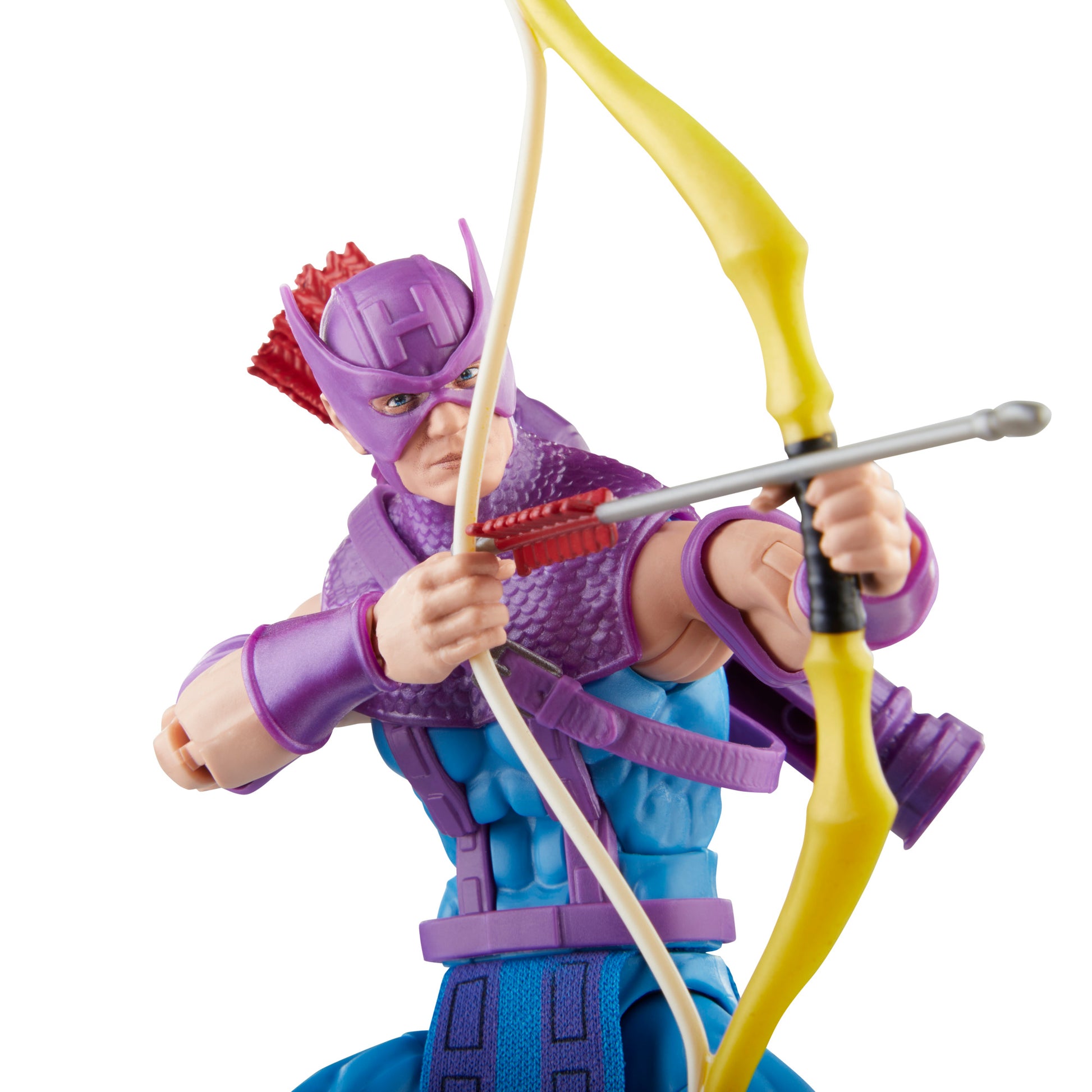 Marvel Legends Series Hawkeye with Sky-Cycle Action Figure Toy close up - Heretoserveyou