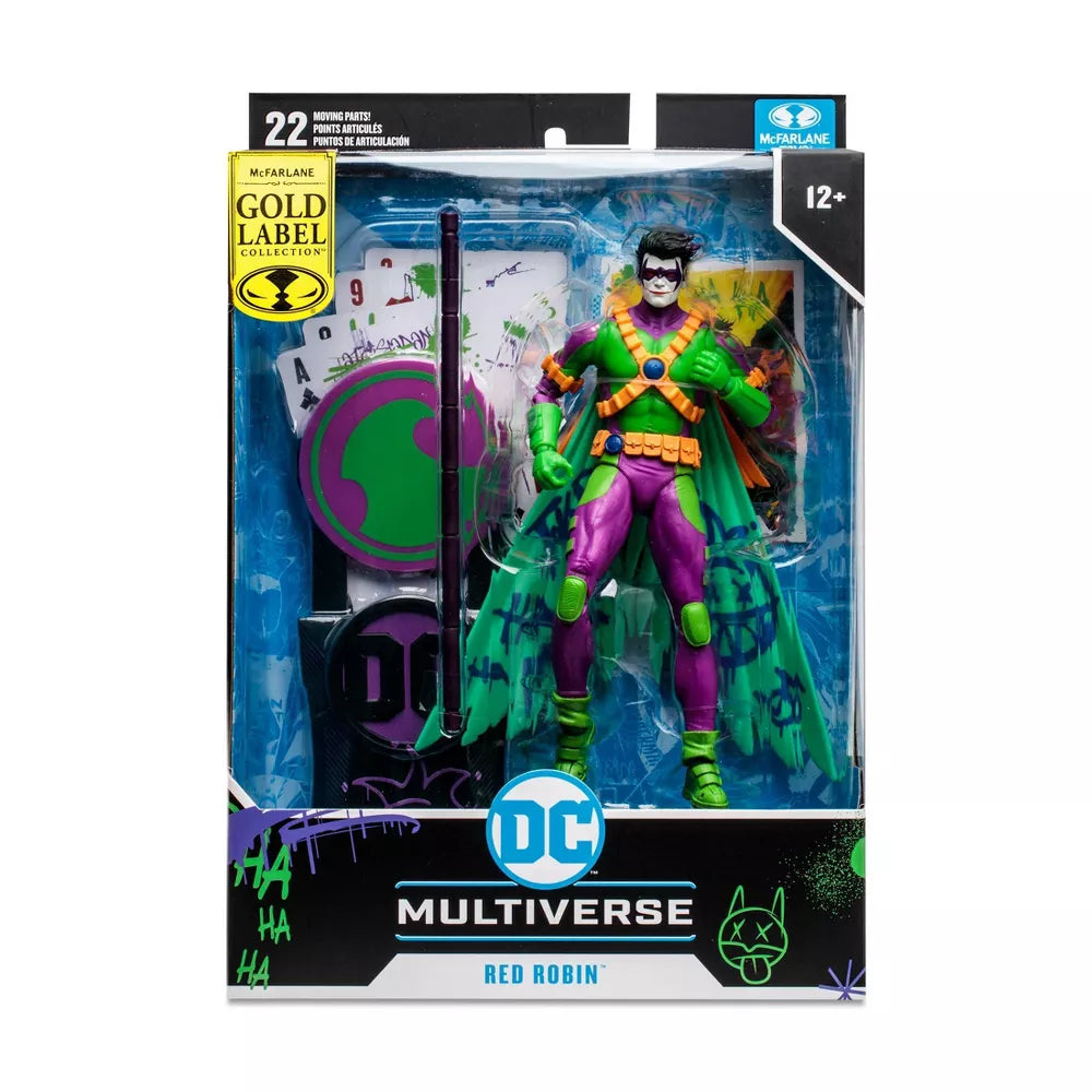 McFarlane Toys DC Multiverse Gold Label Red Robin Jokerized 7" Exclusive Action Figure in a package - heretoserveyou